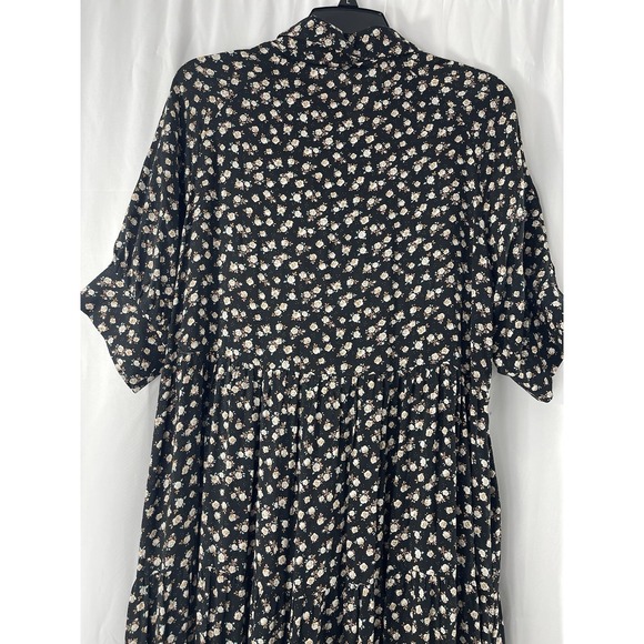 Natural Life Rebecca Black Floral Rayon Cottagecore Praire Midi Dress Medium - Picture 7 of 13